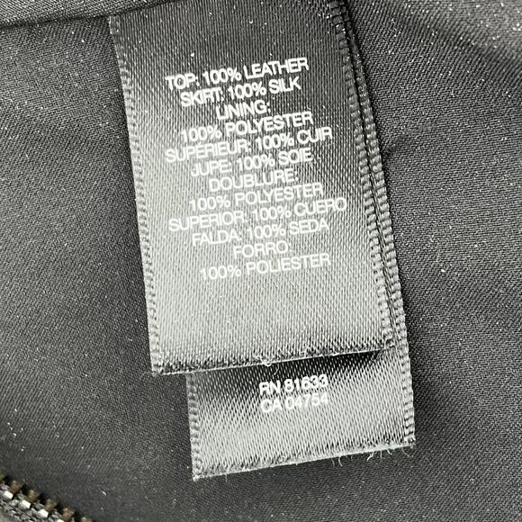 Kenneth Cole NY Black Parsk Leather Silk Maxi Dress‎ S Vintage Sleeveless - Picture 7 of 10